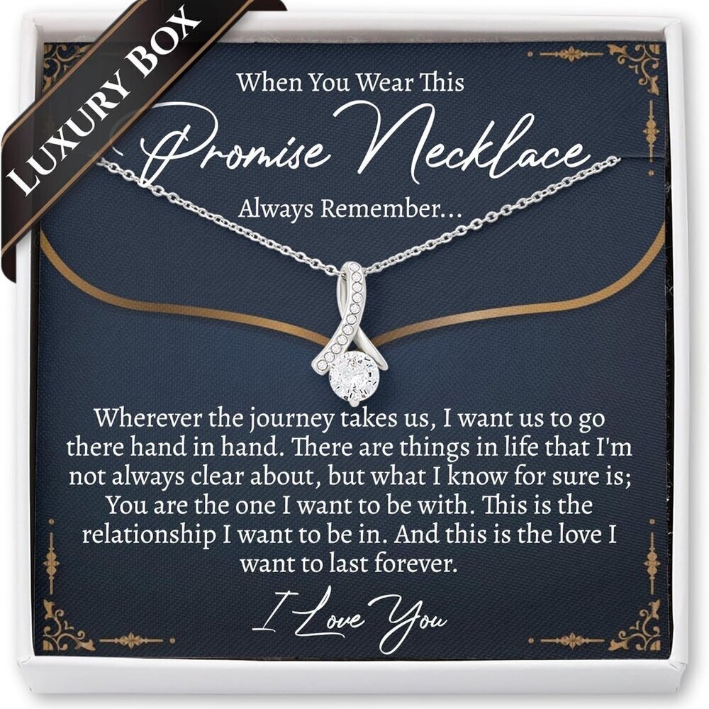 Promise Necklace White Gold 14k Capacity Adjustable Romantic Gift for Her
